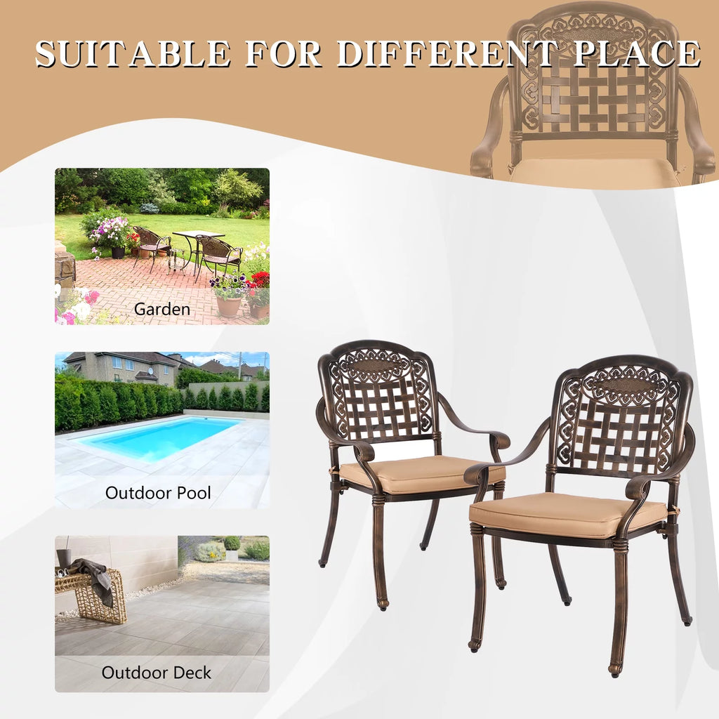 2 Piece Cast Aluminum Outdoor Bistro Dining Chair Set K3740