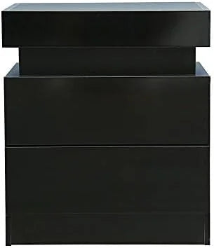 White 3 Drawer Nightstand with LED M30280