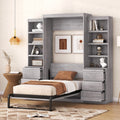 Twin Size Murphy Bed with Wardrobe and Drawers A36461