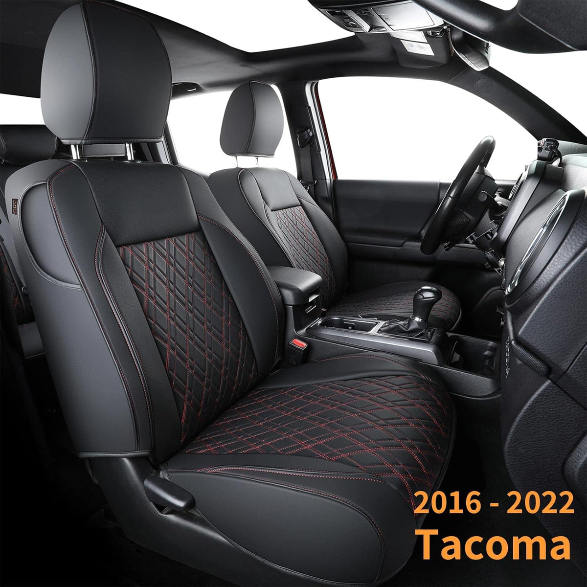 Tacoma Seat Covers Water Proof Faux Leather FullSet Black Gray S21815