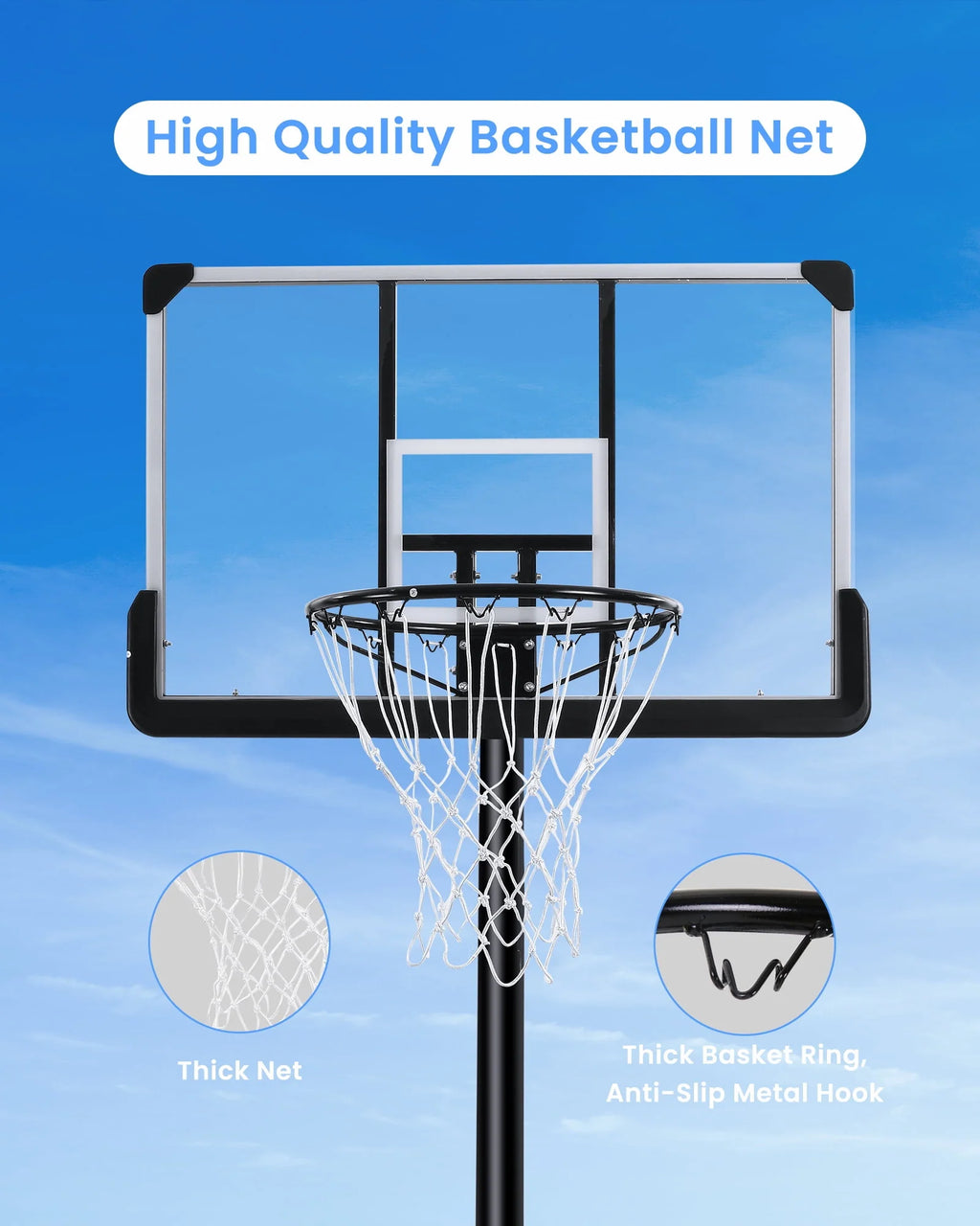 Portable Adjustable Basketball Hoop with 44 inch PVC Backboard N98242