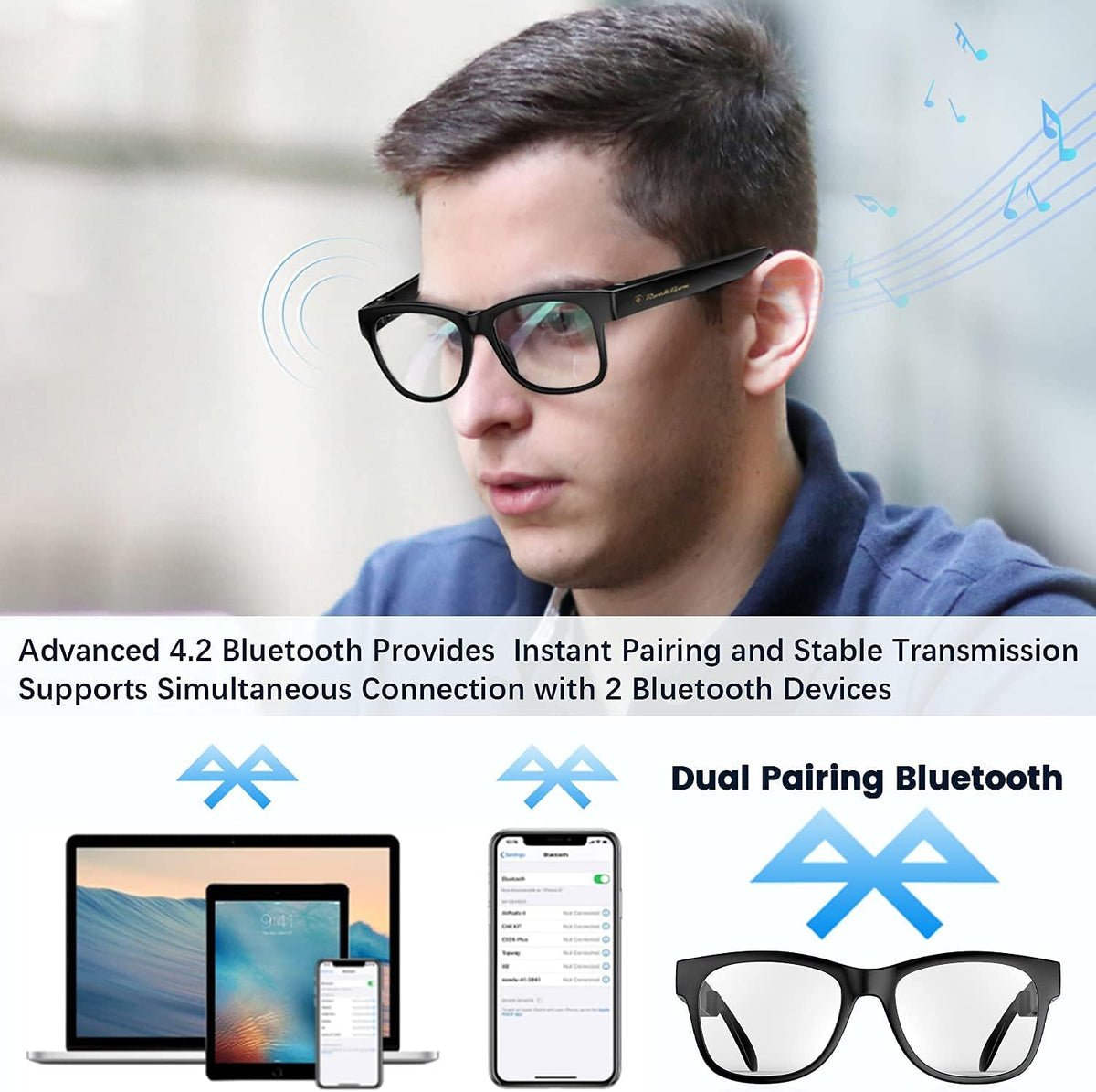 Bone Conduction Sunglasses with Open-Ear Headphones K8949