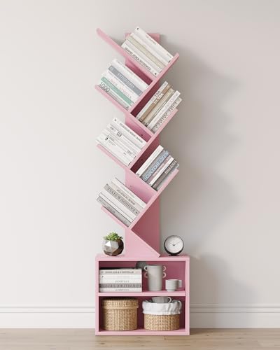 6 Tier Tree Bookshelf with Storage Cabinet O333236