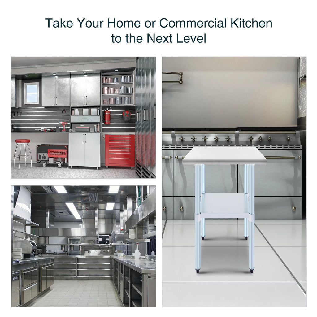 Stainless Steel Prep Table with Adjustable Shelf 24x24 Inch H8053