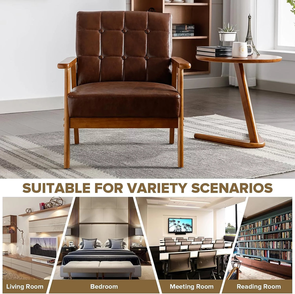 Set of 2 Brown PU Leather Accent Chairs N1495