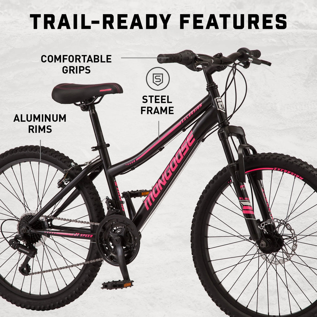 Black 24-in. 21 Speeds Mountain Bike Y6949