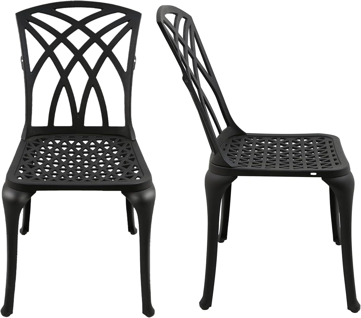 Black Set of 2 Cast Aluminum Outdoor Dining Chairs M655