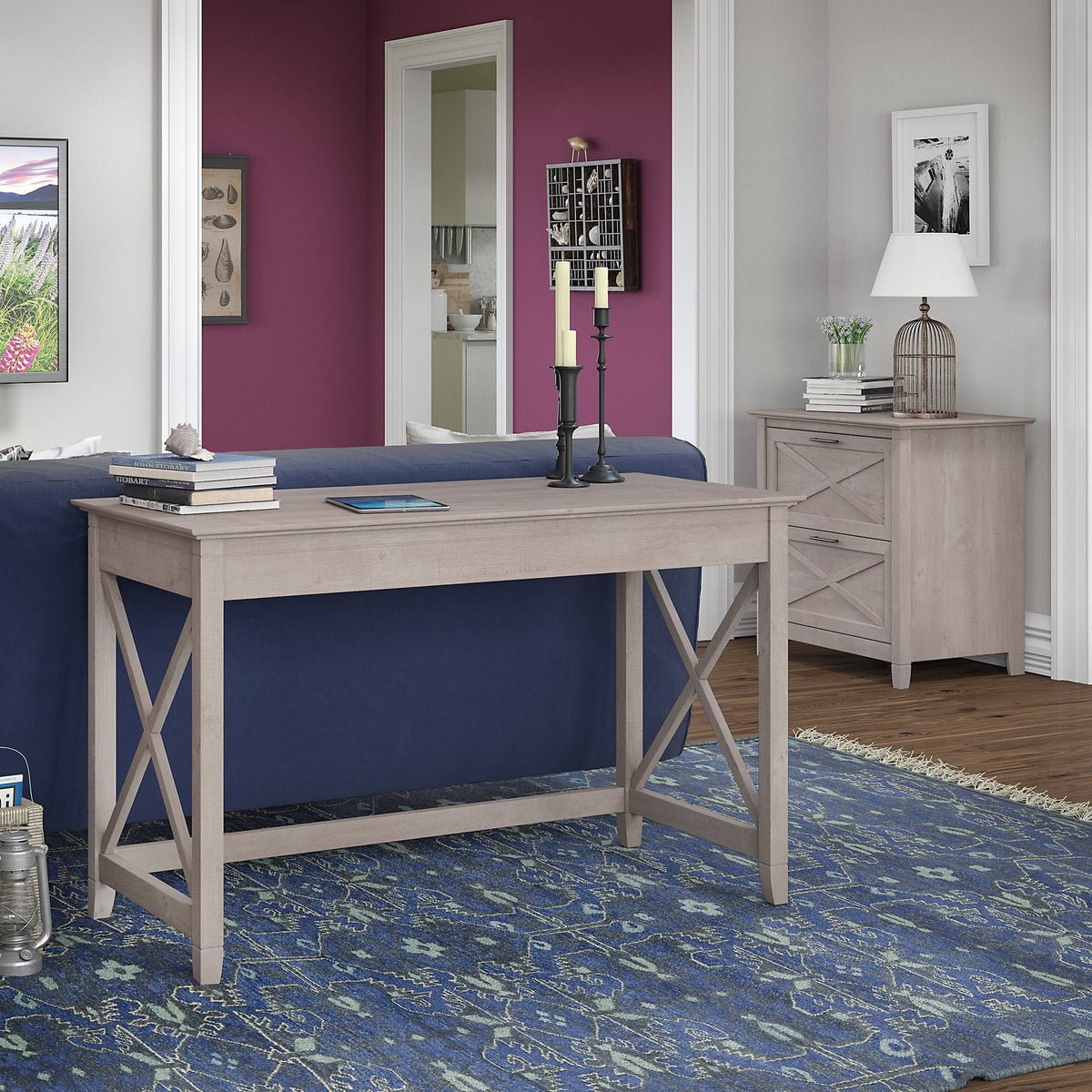 48-Inch Writing Desk with Lateral File Cabinet G38444