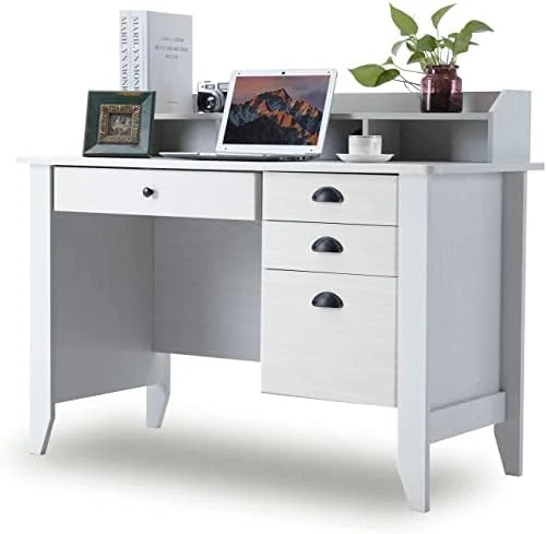 White Desk with Drawers and Hutch Y3491
