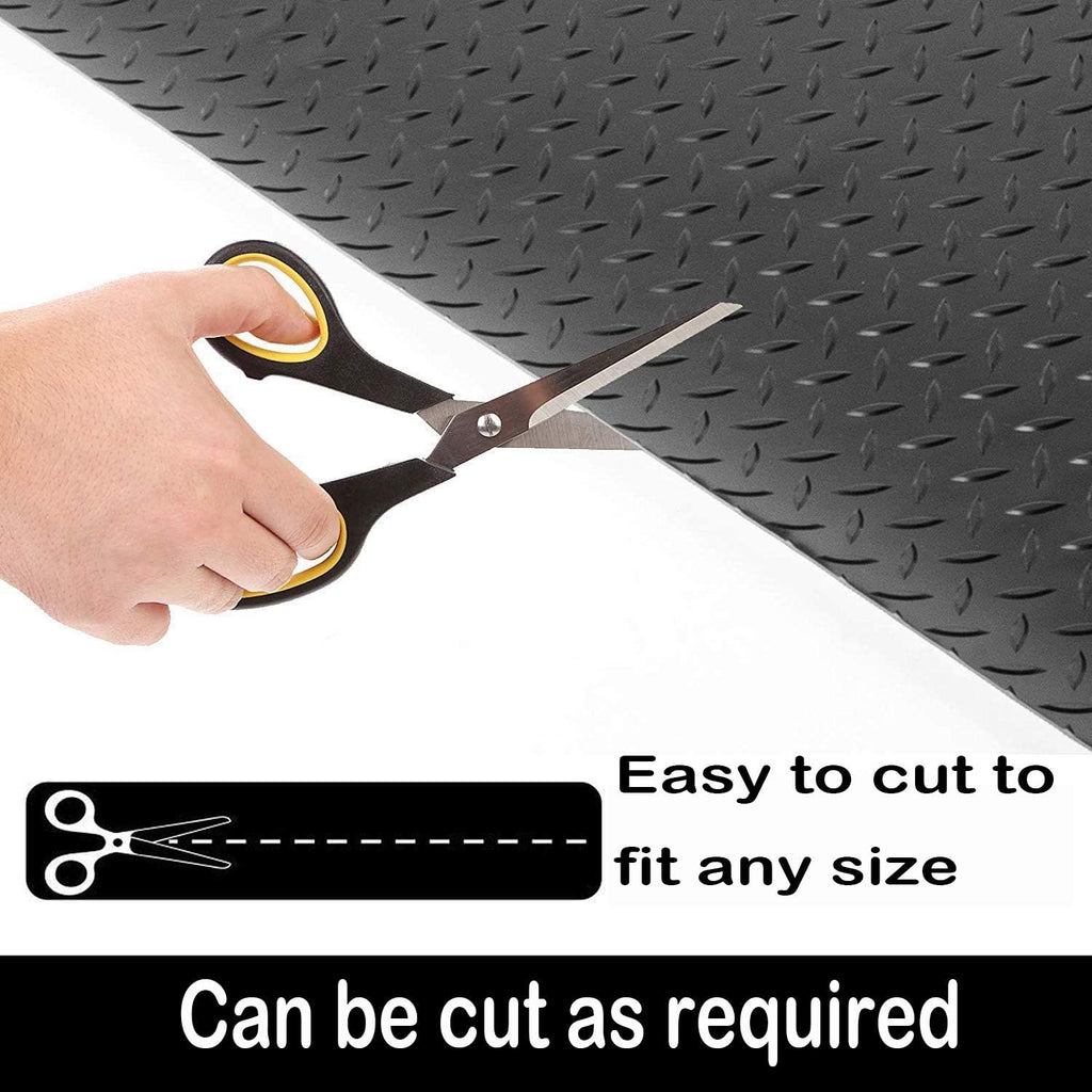 Black 3.3 x 16.5FT Heavy Duty Rubber Diamond Garage Floor Mat B170441