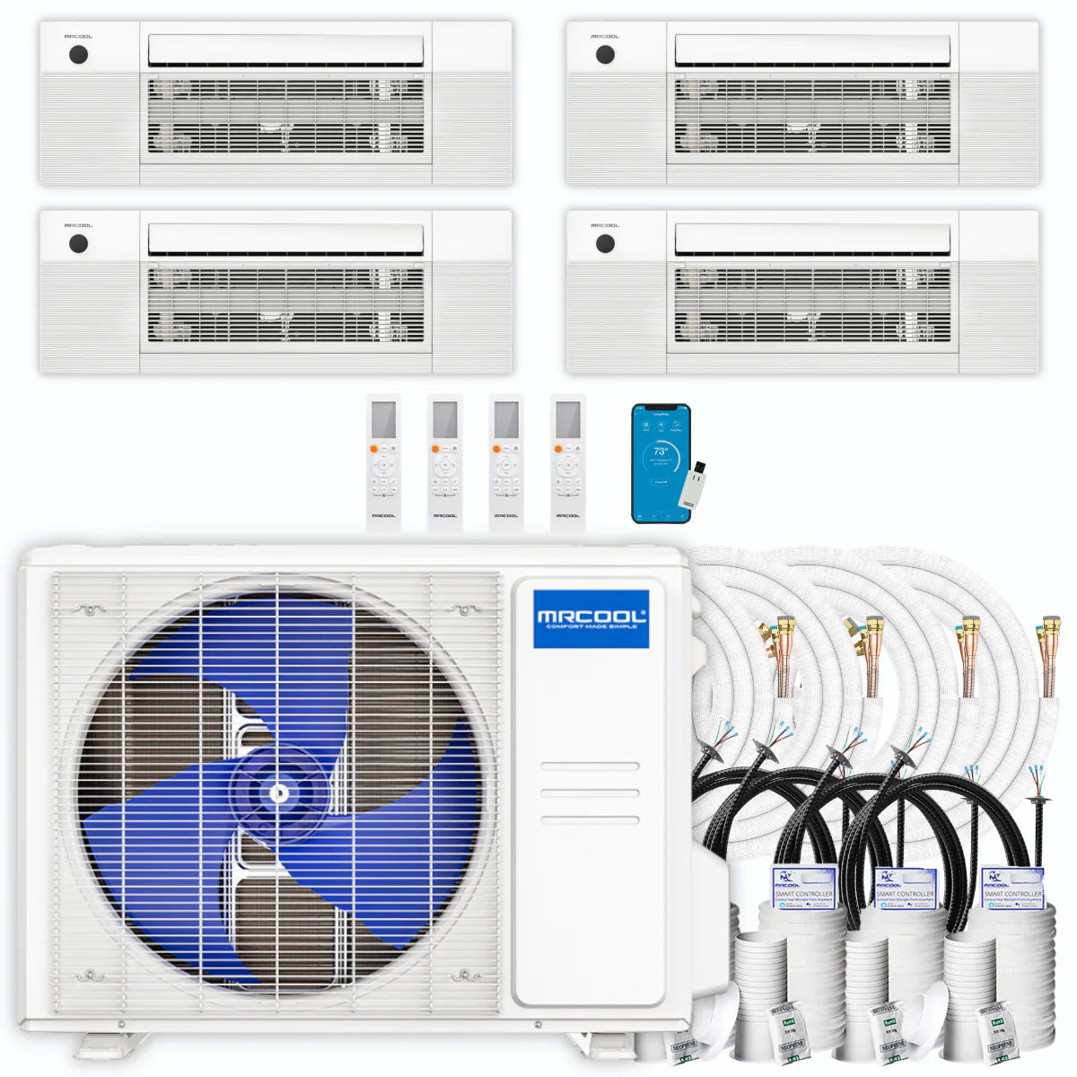 36,000 BTU 4 Zone Ceiling Cassette Ductless Air Conditioner and Heat Pump E862