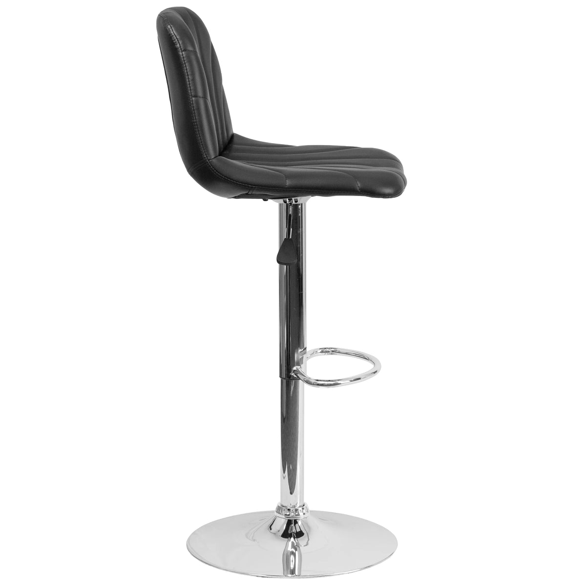 Black Vinyl Adjustable Height Barstool with Chrome Base E683
