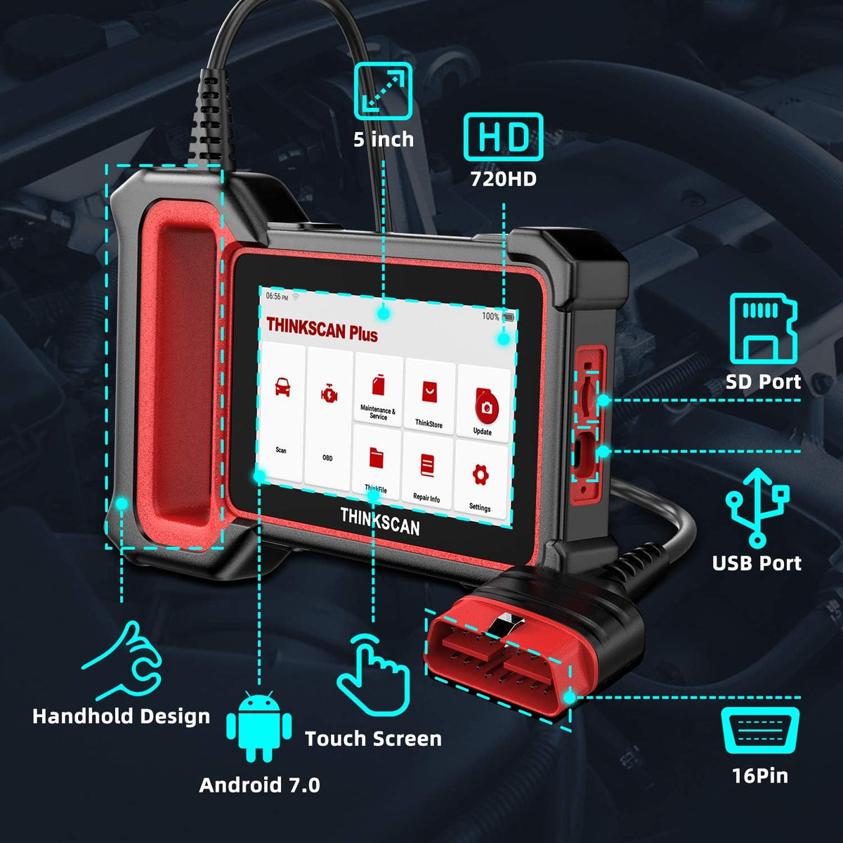 OBD2 Scanner Car Diagnostic Scanner with 28 Reset Functions 5 inch Touchscreen I305264