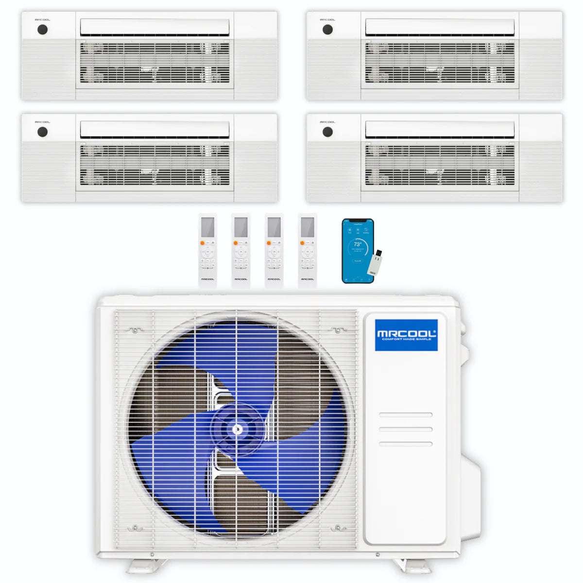 39,000 BTU 4 Zone Ceiling Cassette Ductless Air Conditioner and Heat Pump X705320