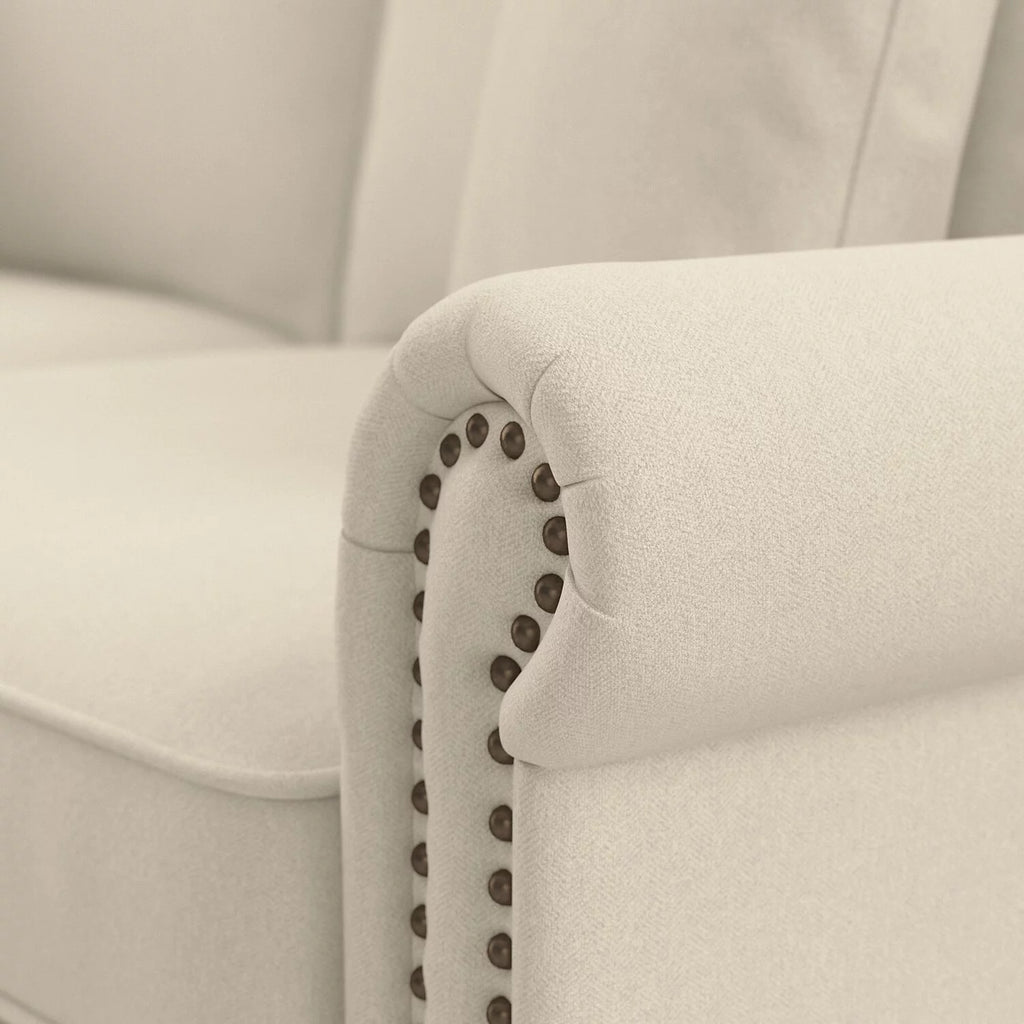 Cream Herringbone Fabric Sofa H553