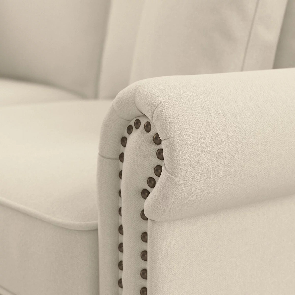 Cream Herringbone Fabric Sofa H553