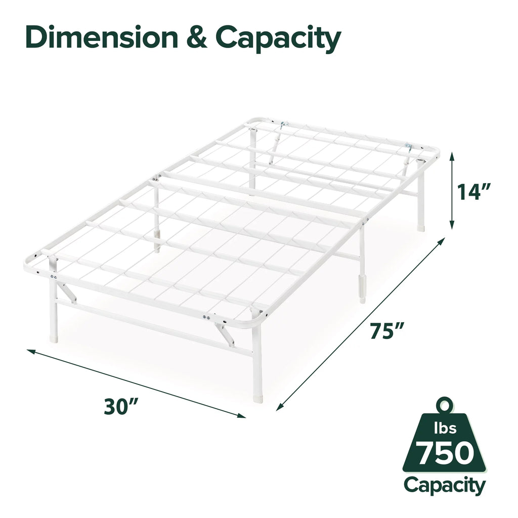 14" White Metal Mattress Foundation, Narrow Twin H5778