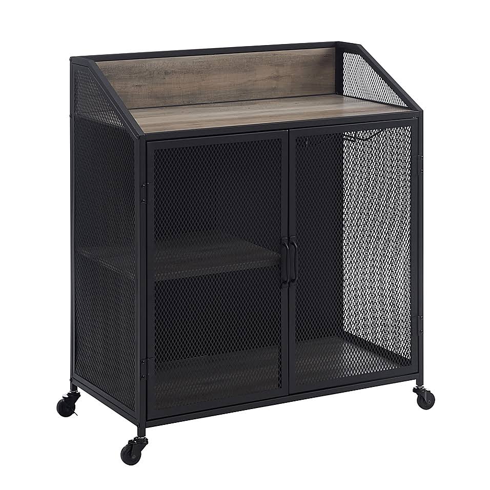 Grey Wash Wood Bar Cabinet P8992