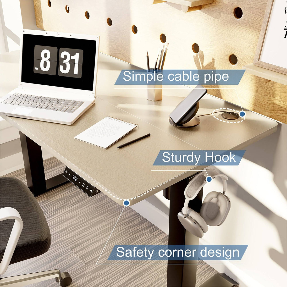 Black 48 x 24 Height Adjustable Electric Standing Desk Y7352
