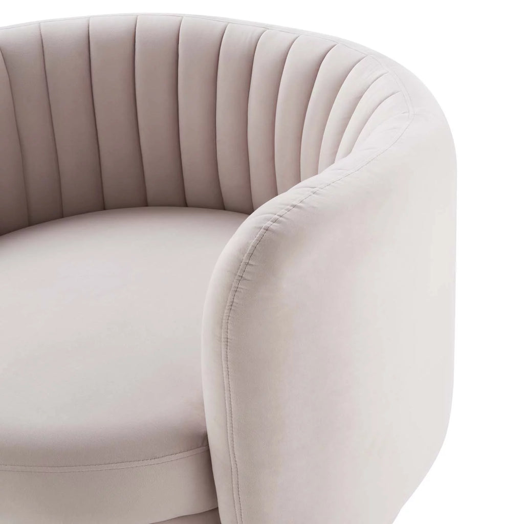 Pink Gold Velvet Tufted Swivel Accent Chair J5712