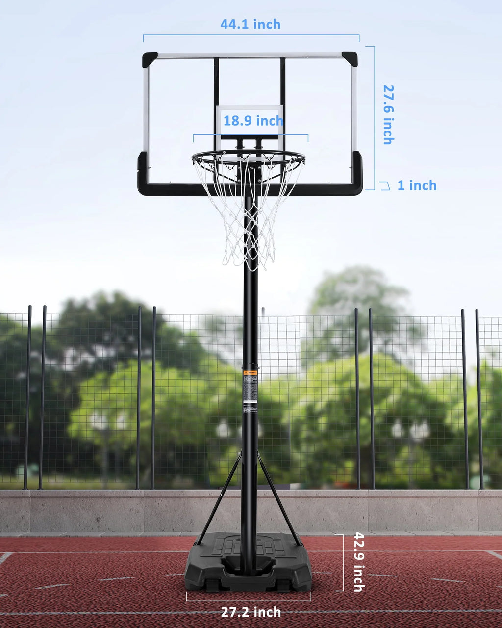Portable Adjustable Basketball Hoop with 44 inch PVC Backboard N98242
