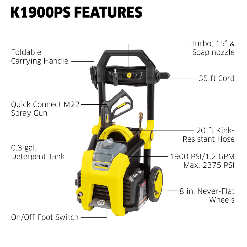 Electric Pressure Washer with 3 Nozzles and Hose S941263