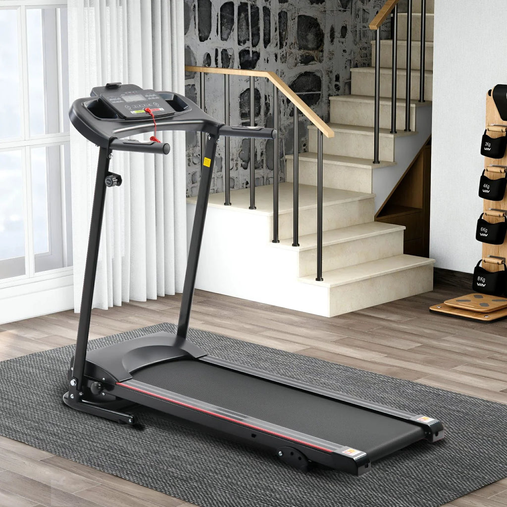 Foldable Electric Treadmill Black with 3 Manual Inclines X728