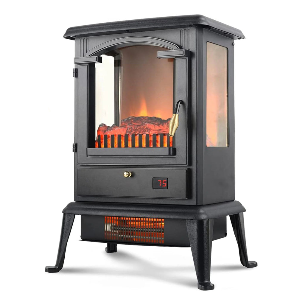 Freestanding Electric Fireplace Heater Stove with Remote (2 Pack) P15024