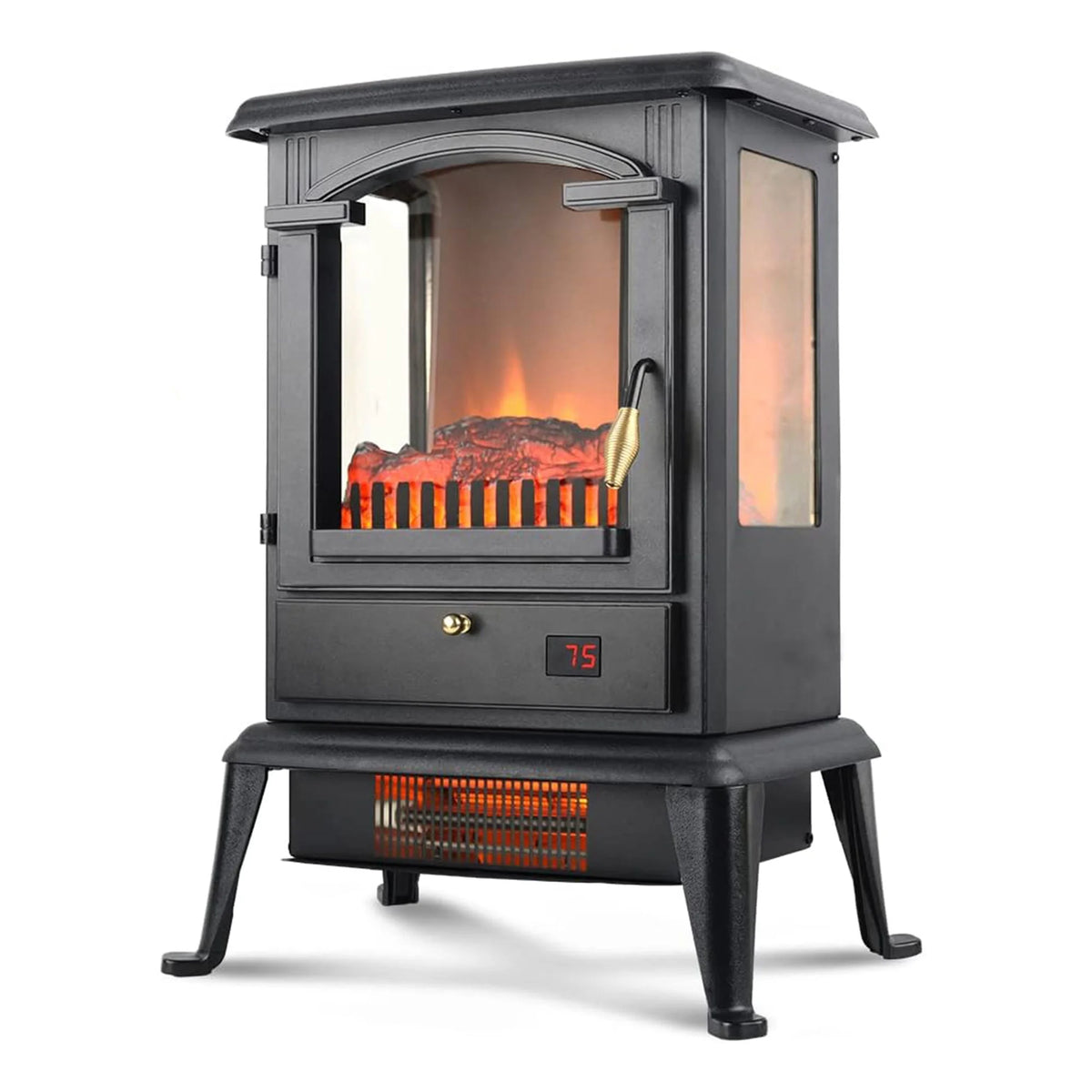 Freestanding Electric Fireplace Heater Stove with Remote (2 Pack) P15024