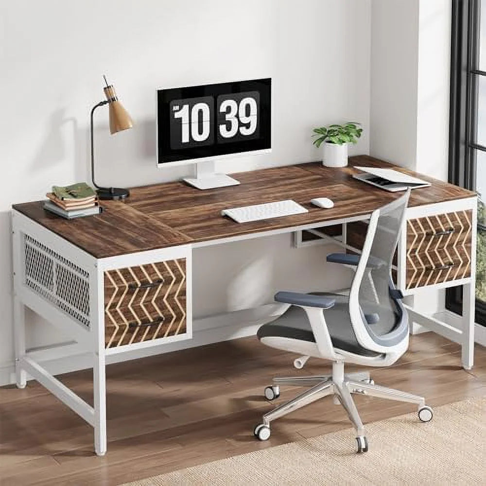 Home Office Desk with Drawers 63" Computer Desk W49892