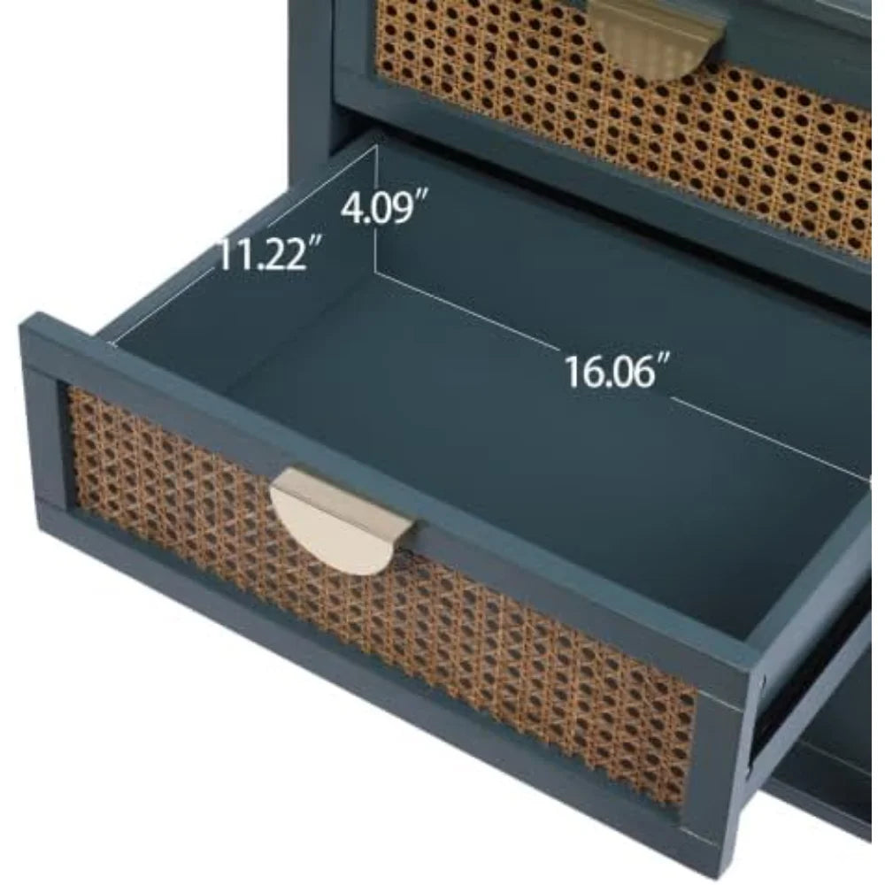 Natural Rattan 2 Drawer Side Table J321