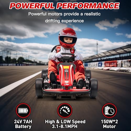 24V Battery Powered Electric Go Kart with 150 * 2 Motors, Red O4527