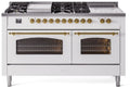 White Dual Fuel Natural Gas Range with Brass Trim B430