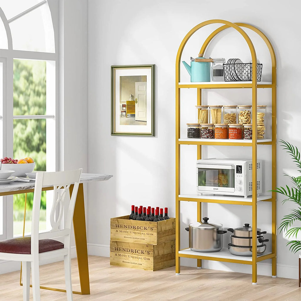 4-Tier 70.8" Arched Bookshelf with Metal Frame Q609321