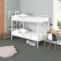 White Twin over Twin Bunk Bed with Guardrail and 2 Side Ladders A496
