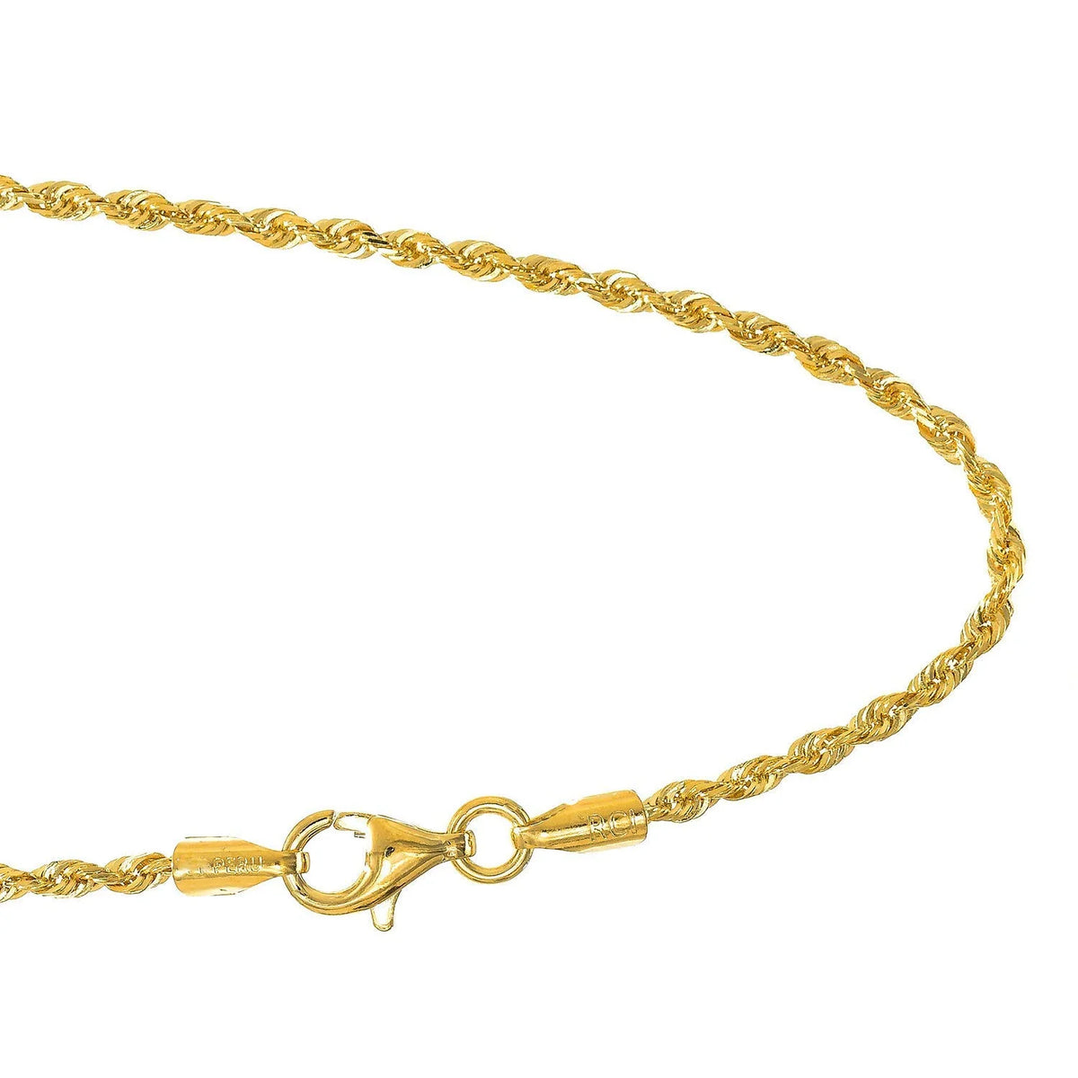 10k Yellow Gold 1.7 mm Rope Chain 24 Inches Z467