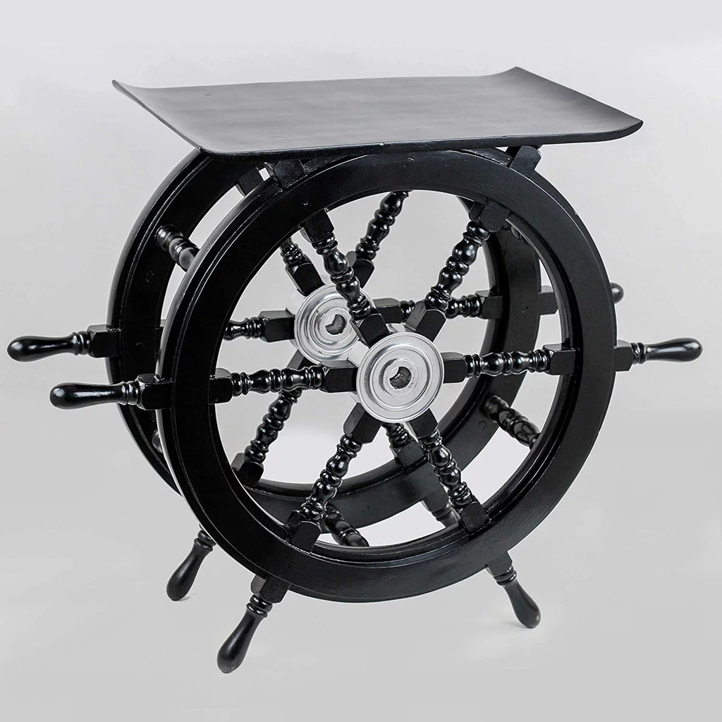 Black Nautical Handcrafted Wooden Stool R3326