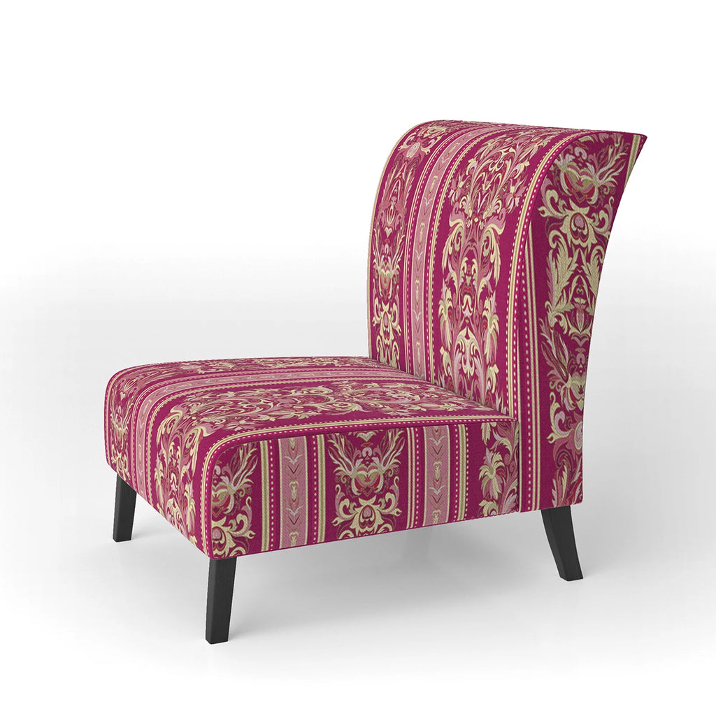 Purple and Gold Striped Pattern Upholstered Accent Chair R7941