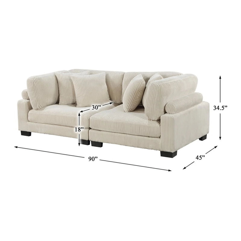 Beige Corduroy Loveseat E246