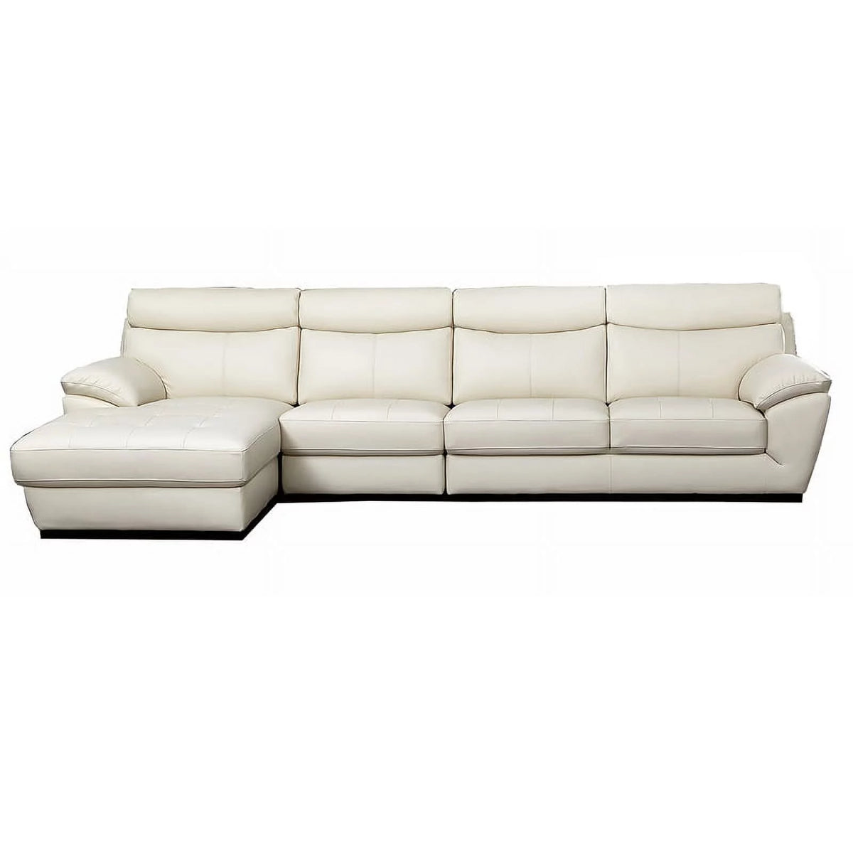 White Leather Left Side Facing Chaise Sectional H4150