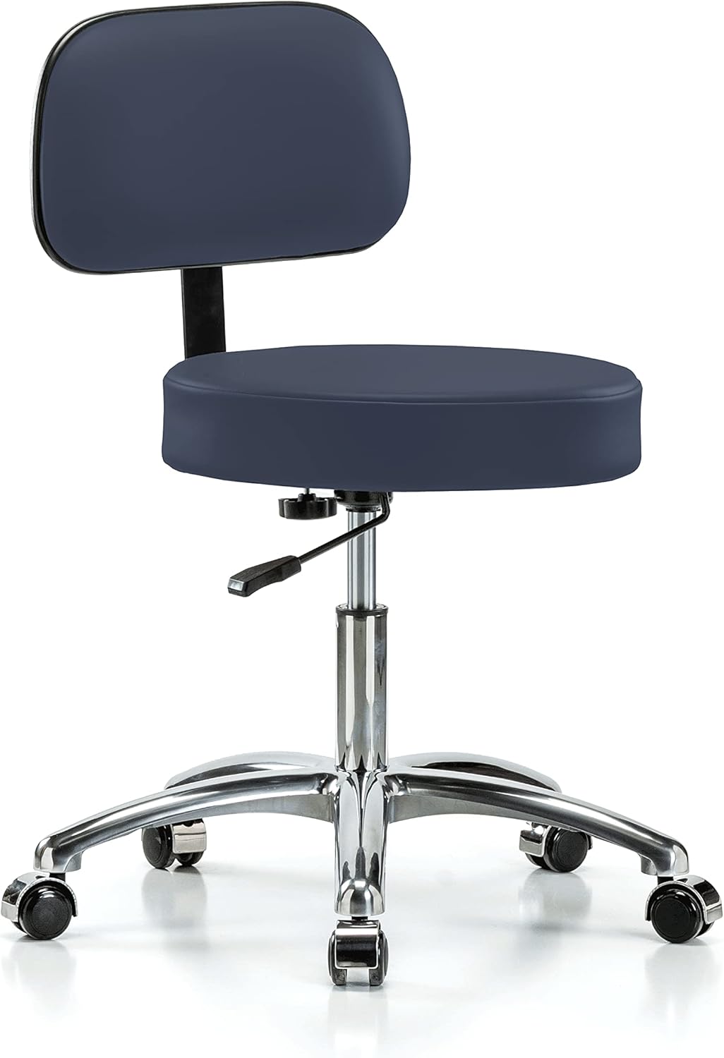 Chrome Height Adjustable Exam Stool with Back G27848