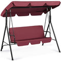 3-Seat Outdoor Swing Chair with Adjustable Canopy & Removable Cushion D7805