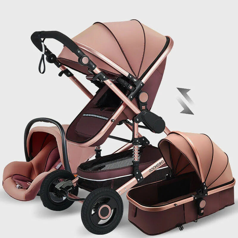 3 in 1 Baby Stroller with Car Seat Brown F861