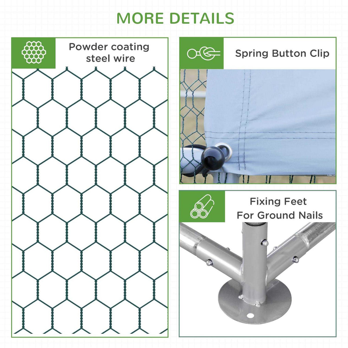 Metal Chicken Coop Walk-in Enclosure with Cover Q482635