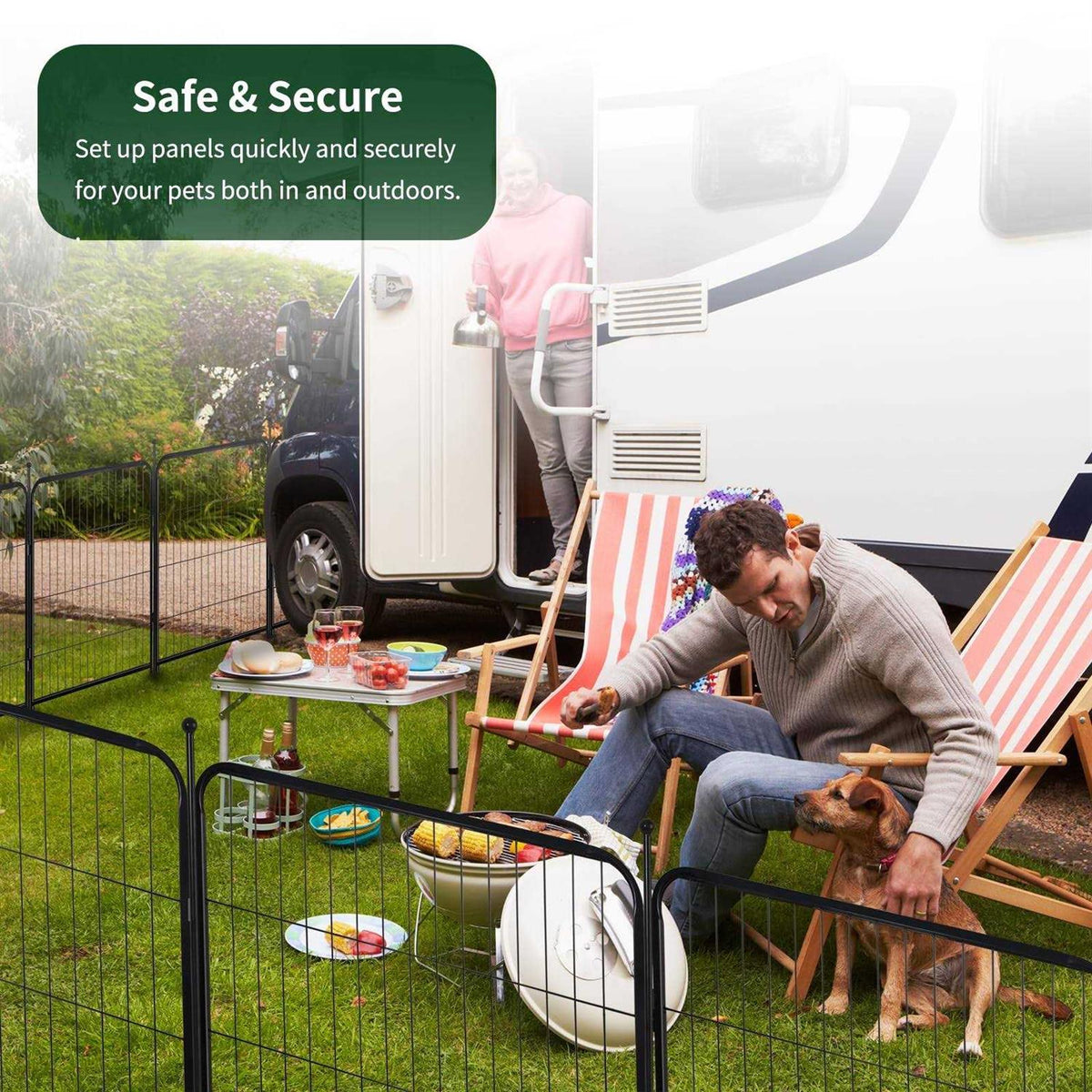 8 Panel Metal Exercise Pen with Pet Door F2694