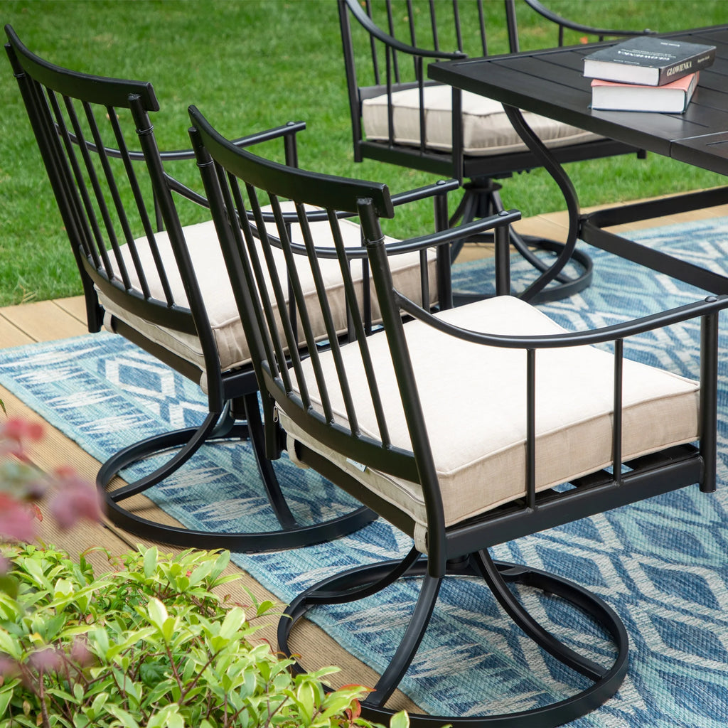 7-Piece Outdoor Dining Set with 6 Swivel Cushioned Chairs & Rectangular Table X4167