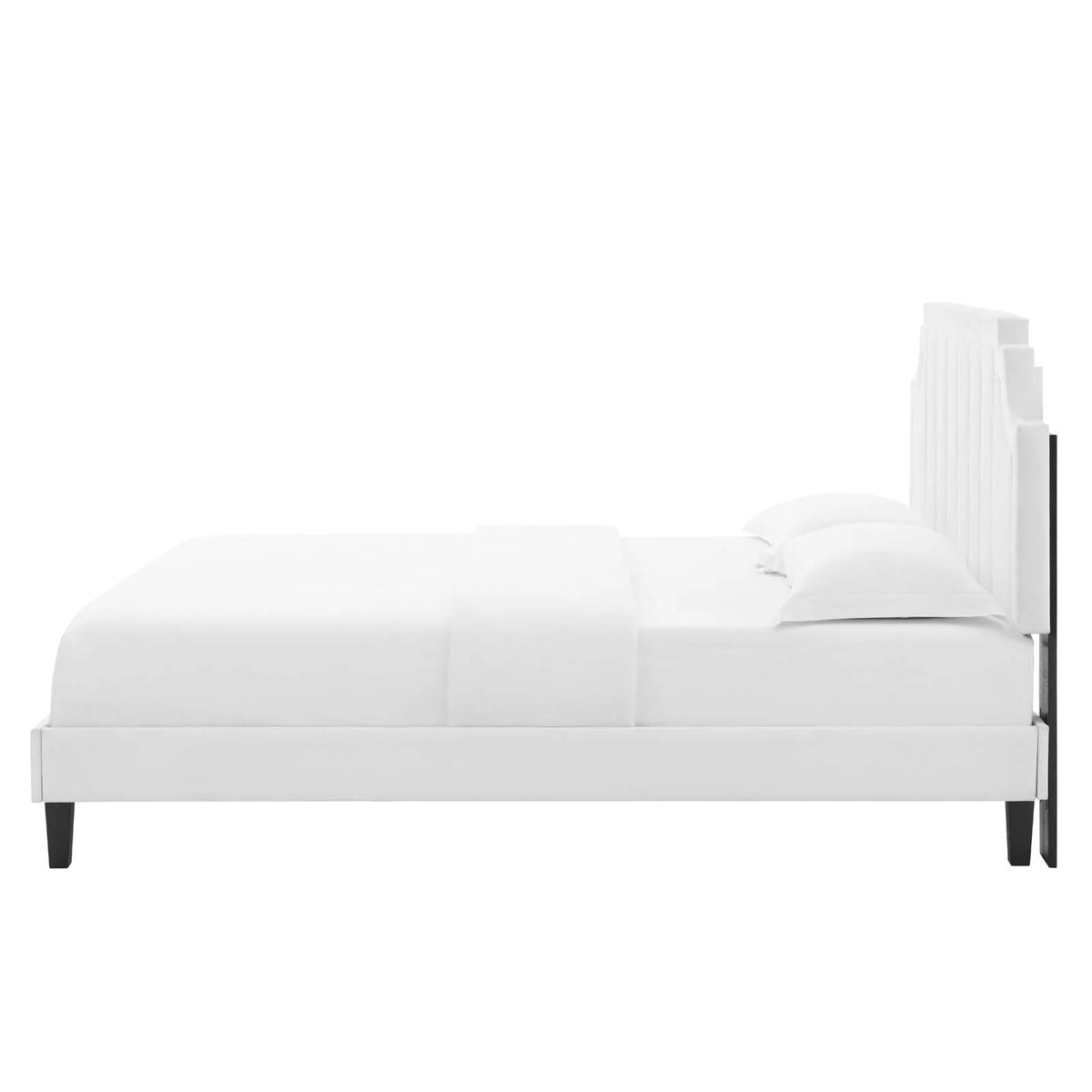 Twin Size White Velvet Platform Bed Frame K2420