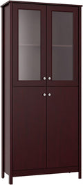 Grey Glass and Wood 4-Door Bookcase T804