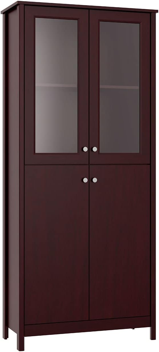 Grey Glass and Wood 4-Door Bookcase T804