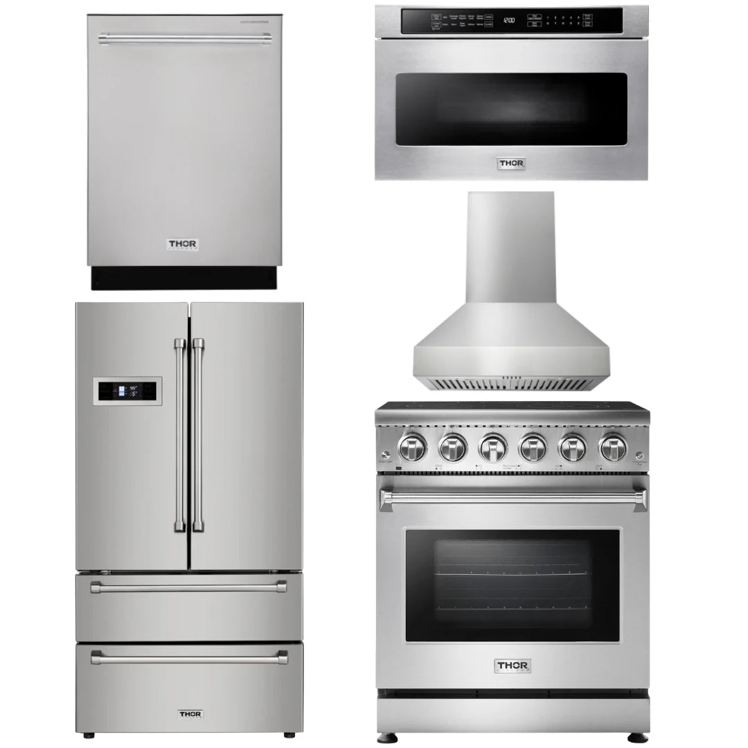 30 Electric Range, Range Hood, Microwave, Refrigerator, Dishwasher W366